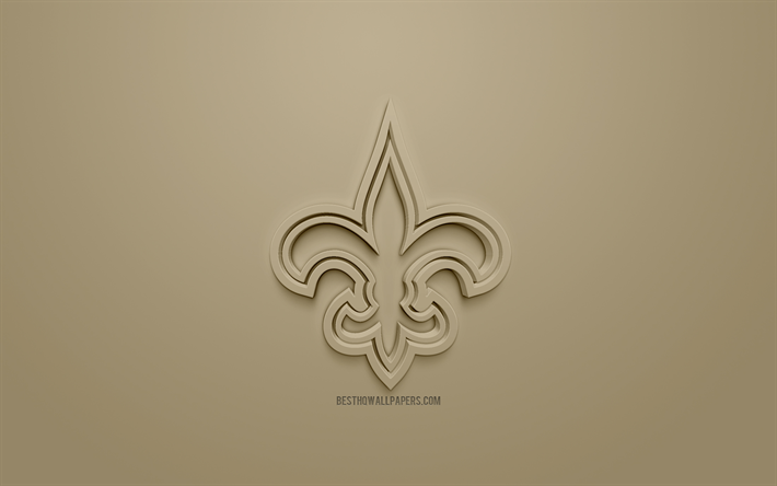 New Orleans Saints, Americano futebol clube, criativo logo 3D, fundo dourado, 3d emblema, NFL, Nova Orleans, Louisiana, EUA, A Liga Nacional De Futebol, Arte 3d, Futebol americano, Logo em 3d