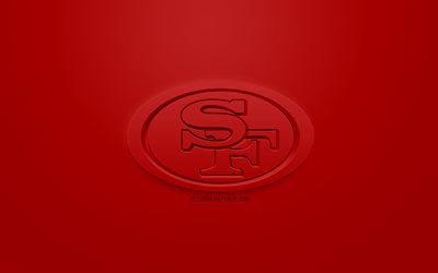 San Francisco 49ers, Americano futebol clube, criativo logo 3D, fundo vermelho, 3d emblema, NFL, San Francisco, Calif&#243;rnia, EUA, A Liga Nacional De Futebol, Arte 3d, Futebol americano, Logo em 3d