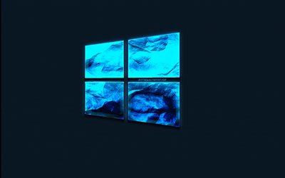 Windows 10, logo, creativo, arte, creativo blu, stemma, rete metallica texture