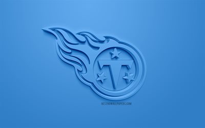 O Tennessee Titans, Americano futebol clube, criativo logo 3D, fundo azul, 3d emblema, NFL, Nashville, Tennessee, EUA, A Liga Nacional De Futebol, Arte 3d, Futebol americano, Logo em 3d