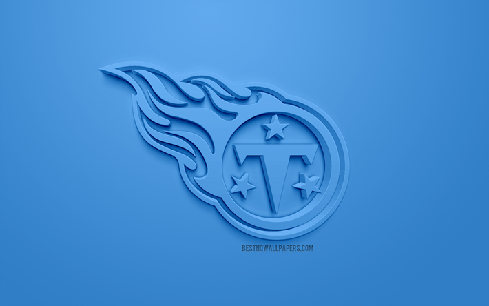 تينيسي جبابرة, الأمريكي لكرة القدم, الإبداعية شعار 3D, خلفية زرقاء, 3d شعار, اتحاد كرة القدم الأميركي, ناشفيل, تينيسي, الولايات المتحدة الأمريكية, الرابطة الوطنية لكرة القدم, الفن 3d, كرة القدم الأمريكية, شعار 3d