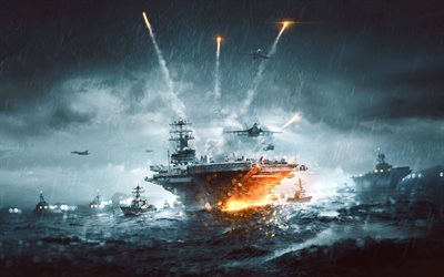 4k, Battlefield 4 Naval Strike, juliste, 2019 pelej&#228;, Battlefield, ampuja