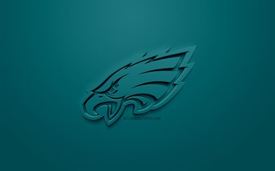 Philadelphia Eagles, American football club, luova 3D logo, sininen tausta, 3d-tunnus, NFL, Philadelphia, Pennsylvania, USA, National Football League, 3d art, Amerikkalainen jalkapallo, 3d logo