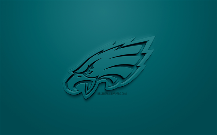 Philadelphia Eagles, Amerikansk football club, kreativa 3D-logotyp, bl&#229; bakgrund, 3d-emblem, NFL, Philadelphia, Pennsylvania, USA, National Football League, 3d-konst, Amerikansk fotboll, 3d-logotyp
