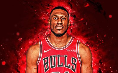 Thaddeus Young, 4k, Chicago Bulls, 2020, NBA, rosso, neon, luci, stelle di basket, Taddeo Charles Giovani Sr, basket, USA, Thaddeus Young Chicago Bulls, creativo, Thaddeus Young 4K
