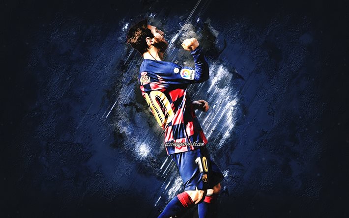 Lionel Messi (FC Barcelona), stella del calcio Argentino, catalano football club, blu, creativa, calcio, stelle del calcio mondiale