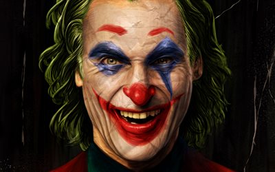 Joker, 4k, obras de arte, 2019 pel&#237;cula, de supervillano, fan art, retrato, Bromista 4K, Joaquin Phoenix