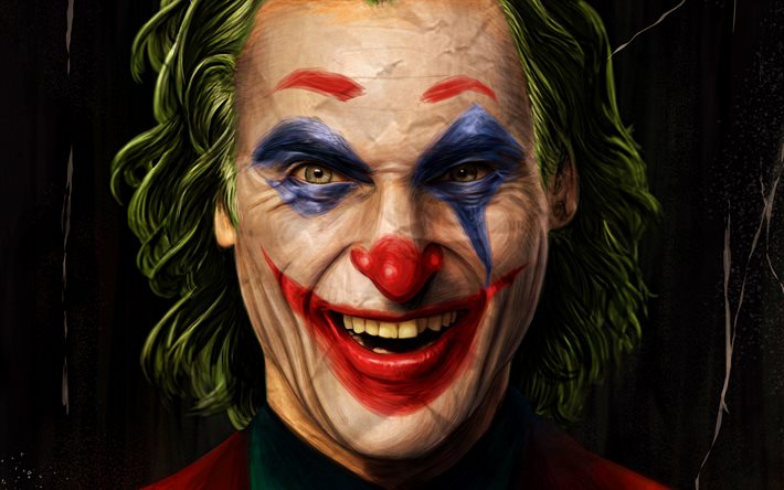 Jokeri, 4k, kuvitus, 2019 elokuva, supervillain, fan art, muotokuva, Jokeri 4K, Joaquin Phoenix