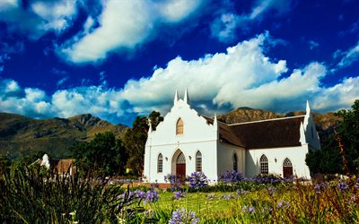 Cape Town, summer, church, mountains, South Africa, Africa, HDR