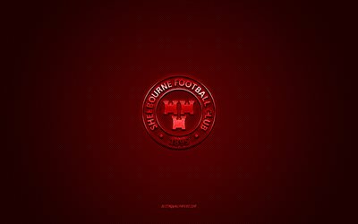 shelbourne fc, irlanda futbol kul&#252;b&#252;, kırmızı logo, kırmızı karbon fiber arka plan, irlanda premier ligi ligi, futbol, ​​dublin, irlanda, shelbourne fc logosu