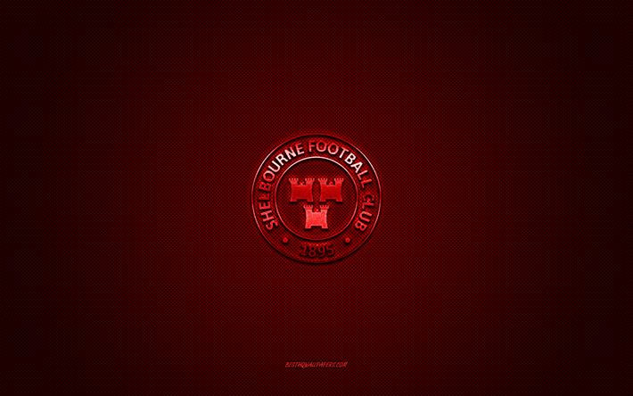 shelbourne fc, squadra di calcio irlandese, logo rosso, sfondo rosso in fibra di carbonio, league of ireland premier division, calcio, dublino, irlanda, logo shelbourne fc