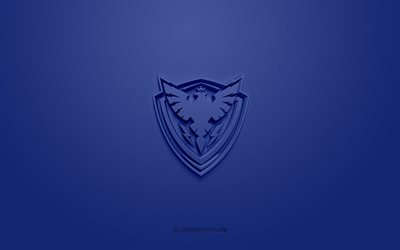 Sherbrooke Phoenix, creative 3D logo, blue background, QMJHL, Canadian hockey team, USL League One, Quebec, Canada, 3d art, hockey, Sherbrooke Phoenix 3d logo