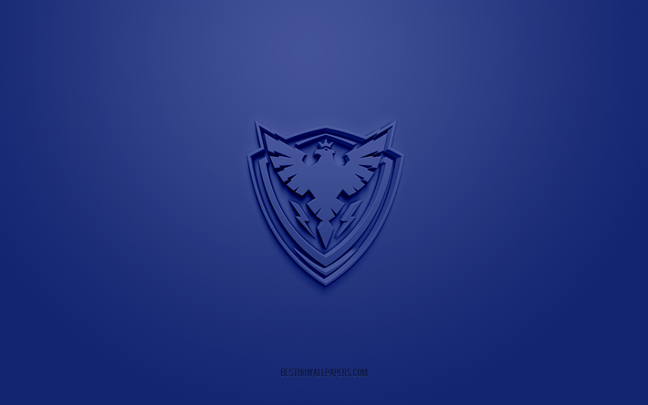 sherbrooke phoenix, logo 3d cr&#233;atif, fond bleu, lhjmq, &#233;quipe canadienne de hockey, usl league one, qu&#233;bec, canada, art 3d, hockey, logo sherbrooke phoenix 3d