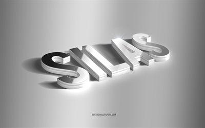سيلاس, فن 3d الفضة, خلفية رمادية, خلفيات بأسماء, اسم سيلاس, بطاقة تهنئة سيلاس, فن ثلاثي الأبعاد, صورة باسم سيلاس