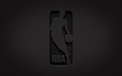 NBA carbon logo, 4k, grunge art, National Basketball Association, carbon background, creative, NBA black logo, sports league, NBA logo, NBA