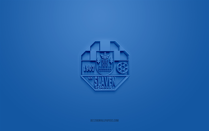 NK Slaven Belupo, creative 3D logo, blue background, Prva HNL, 3d emblem, Croatian football club, Croatian First Football League, Koprivnica, Croatia, 3d art, football, NK Slaven Belupo 3d logo