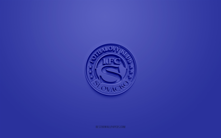 fc slovacko, logo 3d cr&#233;atif, fond bleu, premi&#232;re ligue tch&#232;que, embl&#232;me 3d, club de football tch&#232;que, uhersk hradiste, r&#233;publique tch&#232;que, art 3d, football, logo 3d du fc slovacko