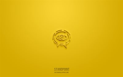 Standpoint 3d icon, yellow background, 3d symbols, Standpoint, business icons, 3d icons, Standpoint sign, business 3d icons