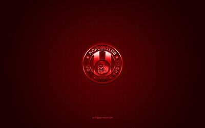 FC Lokomotiv 1929 Sofia, Bulgarian football club, red logo, red carbon fiber background, Bulgarian First League, Parva liga, football, Sofia, Bulgaria, FC Lokomotiv 1929 Sofia logo