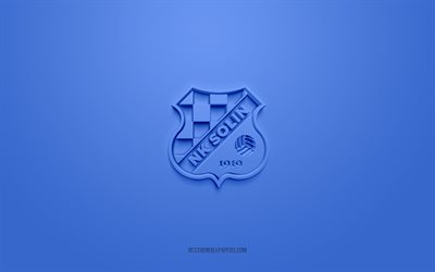 nk solin, kreatives 3d-logo, blauer hintergrund, druga hnl, 3d-emblem, kroatischer fu&#223;ballverein, kroatische zweite fu&#223;ballliga, solin, kroatien, 3d-kunst, fu&#223;ball, nk solin 3d-logo
