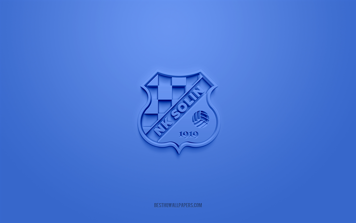 nk solin, logotipo creativo en 3d, fondo azul, druga hnl, emblema 3d, club de f&#250;tbol croata, segunda liga croata de f&#250;tbol, ​​solin, croacia, arte 3d, f&#250;tbol, ​​logotipo 3d de nk solin