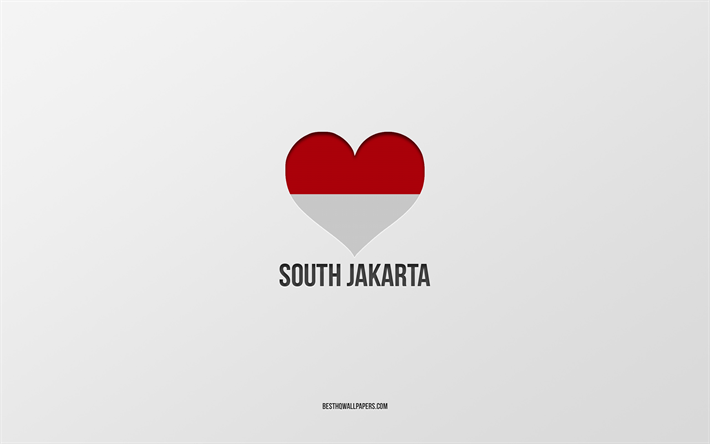أنا أحب جنوب جاكرتا, المدن الاندونيسية, يوم جنوب جاكرتا, خلفية رمادية, جنوب جاكرتا, إندونيسيا, قلب العلم الأندونيسي, المدن المفضلة, أحب جنوب جاكرتا