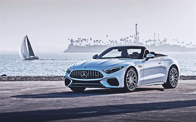 Mercedes-AMG SL 55, 4k, luxury cars, 2022 cars, R232, HDR, 2022 Mercedes SL-class, german cars, Mercedes