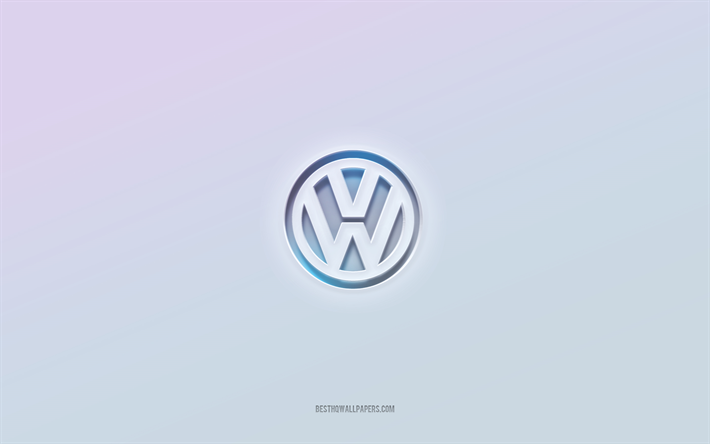 Volkswagen logo, cut out 3d text, white background, Volkswagen 3d logo, Volkswagen emblem, Volkswagen, embossed logo, Volkswagen 3d emblem