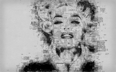 Gwen Stefani, 4k, newspaper art, portrait, American singer, portrait of letters, creative design