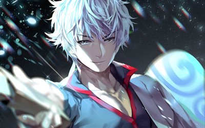 Sakata Gintoki, protagonist, samurai, manga, white hair, Gintama
