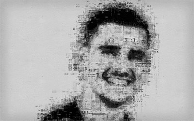 Antoine Griezmann, 4k, portrait, newspaper art, French footballer, creative art, letter portrait, Atletico Madrid, Spain, La Liga