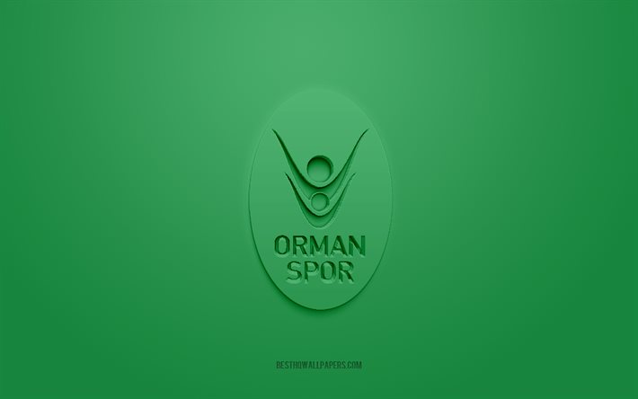 OGM Ormanspor, logo 3D cr&#233;atif, fond vert, embl&#232;me 3d, &#233;quipe de basket-ball turque, Ligue turque, Ankara, Turquie, art 3d, basket-ball, logo 3D OGM Ormanspor