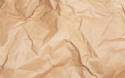 brown crumpled paper, macro, paper backgrounds, crumpled paper textures, brown backgrounds, brown paper background