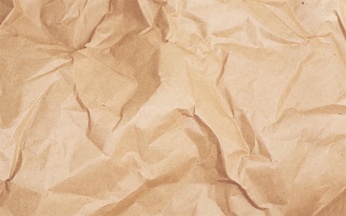 brown crumpled paper, macro, paper backgrounds, crumpled paper textures, brown backgrounds, brown paper background
