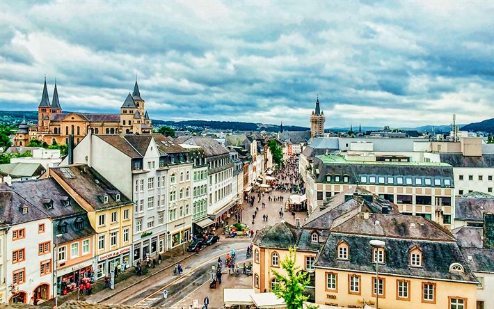 Trier, 4k, şehir manzarası, yaz, alman şehirleri, Avrupa, Almanya, Almanya şehirleri, Trier Almanya, şehir manzaraları