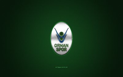 OGM Ormanspor, club de baloncesto profesional turco, logotipo verde, fondo de fibra de carbono verde, Liga turca, baloncesto, Ankara, Turqu&#237;a, logotipo de OGM Ormanspor