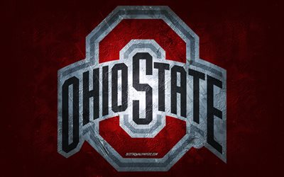 Ohio State Buckeyes, equipo de f&#250;tbol americano, fondo rojo, logotipo de Ohio State Buckeyes, arte grunge, NCAA, f&#250;tbol americano, Estados Unidos, emblema de Ohio State Buckeyes