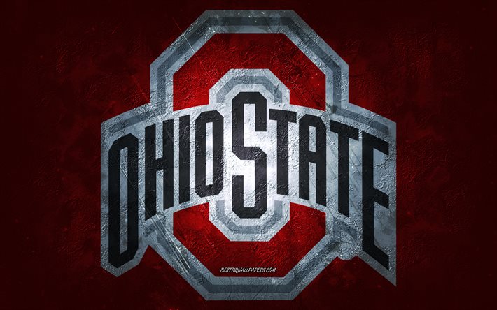 Ohio State Buckeyes, American football team, red background, Ohio State Buckeyes logo, grunge art, NCAA, American football, USA, Ohio State Buckeyes emblem