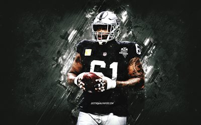 Rodney Hudson, Las Vegas Raiders, NFL, Football americano, National Football League, USA, sfondo grigio pietra