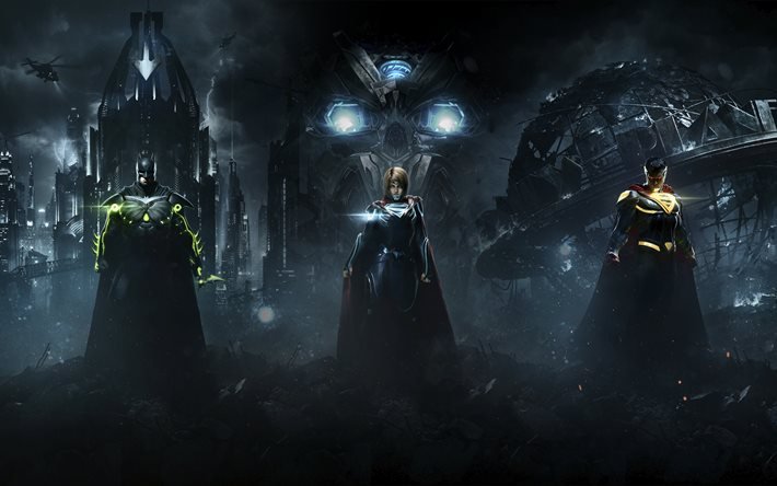 La injusticia 2, 2017, 4k, Batman, Superman, Supergirl