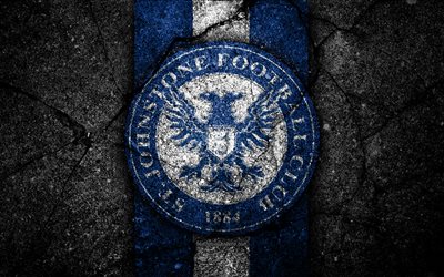 FC St Johnstone, 4k, emblem, Scottish Premiership, football, Scotland, St Johnstone, asphalt texture, soccer, Scottish Football Championship, St Johnstone FC