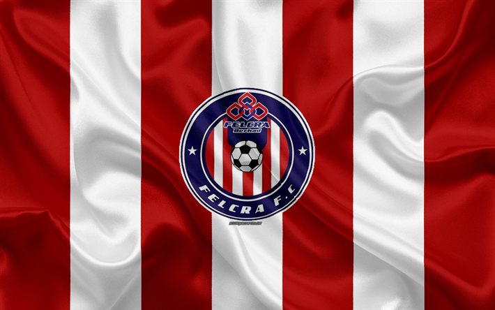 Felcra FC, 4k, el logotipo de seda de la textura, Malasia club de f&#250;tbol, el blanco de seda roja de la bandera, Malasia Premier League, Setapuk, Kuala Lumpur, Malasia, el f&#250;tbol