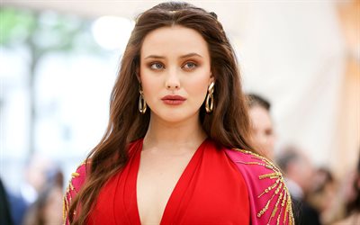 Katherine Langford, 4k, l&#39;actrice Australienne, photoshoot, la star Hollywoodienne, robe rouge, belle femme