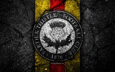 FC Partick Thistle, 4k, emblem, Skotska Premier League, fotboll, Skottland, Partick Thistle, asfalt konsistens, Skotsk Fotboll, Partick Thistle FC