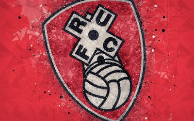 Rotherham FC, 4k, 幾何学的な美術, ロゴ, 赤抽象的背景, 英語サッカークラブ, エンブレム, EFL大会, サウスヨークシャー, イギリス, 英国, サッカー, 英語選手権
