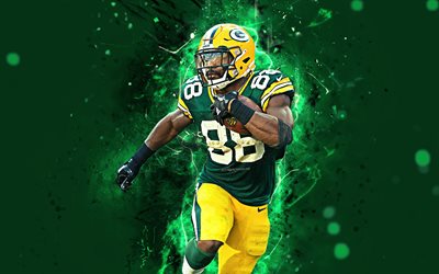 4k, Ty Montgomery, abstract art, running back, NFL, Green Bay Packers, McCarron, american football, neon lights