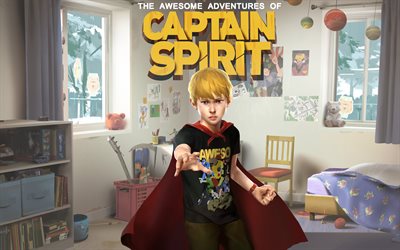 The Awesome Adventures of Captain Spirit, 2018, 4k, poster, free game, adventure, promo materials, Quest
