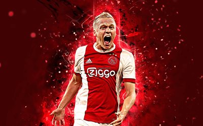 Donny van de Beek, 4k, abstrakt konst, fotbollsspelare, Ajax, fotboll, Str&#246;m, Holl&#228;ndska Eredivisie, neon lights, Ajax FC