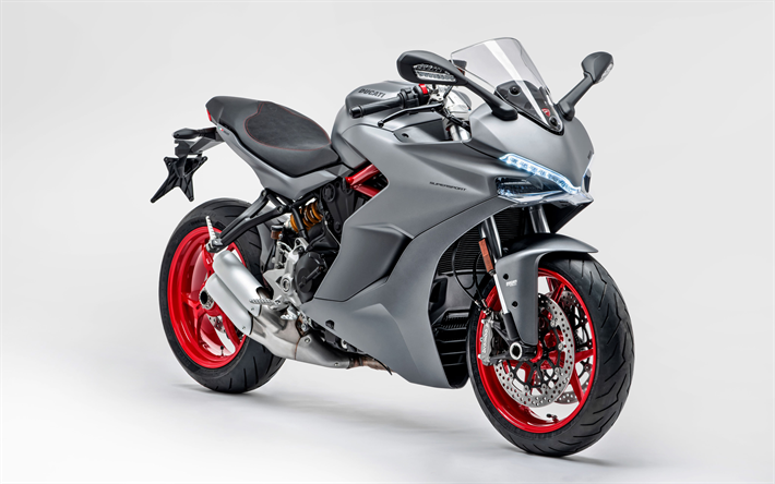 Ducati Supersport, 4k, superbikes, 2019 v&#233;los, Gris Titane, sportsbikes, Ducati