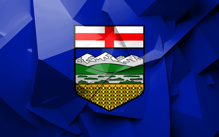 4k, Flag of Alberta, geometric art, Provinces of Canada, Alberta flag, creative, canadian provinces, Alberta Province, administrative districts, Alberta 3D flag, Canada, Alberta